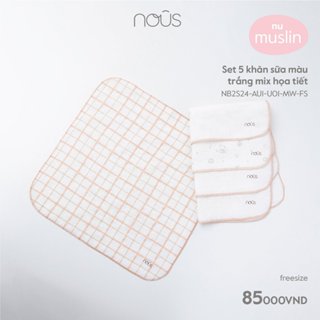  Set 5 khăn sữa cho bé - Chất liệu Muslin êm ái, nhẹ thoáng (Kích thước 30x30xm)