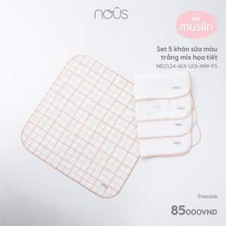 Phụ kiện Set 5 khăn sữa cho bé - Chất liệu Muslin êm ái, nhẹ thoáng Kích