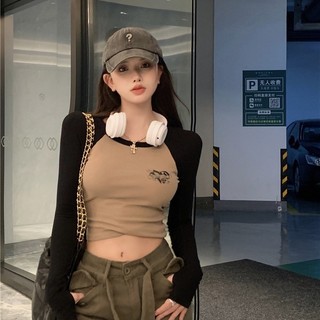 AT04 Áo thun croptop tay dài hở lưng gợi cảm hotgirl đường phố