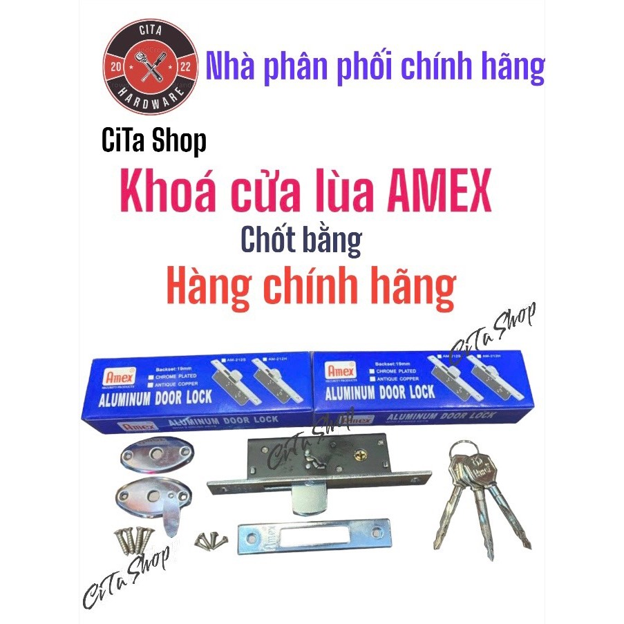 Khóa cửa lùa nhôm, khóa cửa lùa sắt AMEX bằng ,móc [Hàng Chính Hãng]