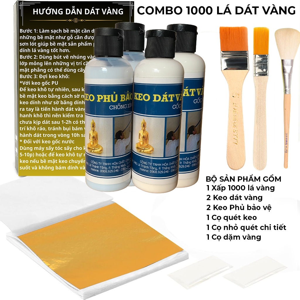 Combo 1000 lá dát vàng gốc PU đầy đủ dụng cụ