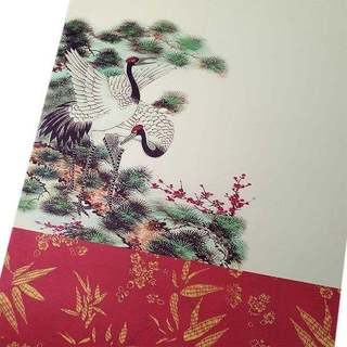 Giấy thư pháp in hình Tùng hạc - đặt viết thư pháp 27x79cm
