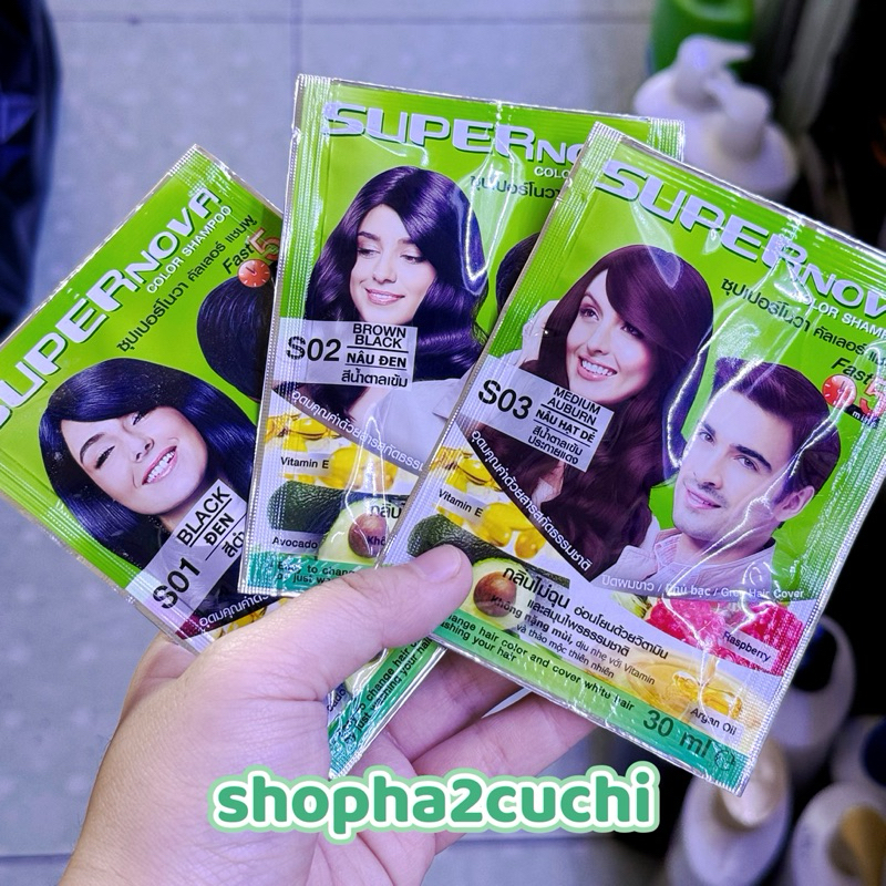 Gội Là Đen/ Nâu/ Nâu Hạt Dẻ cho Tóc Bạc Supernova Thái Lan