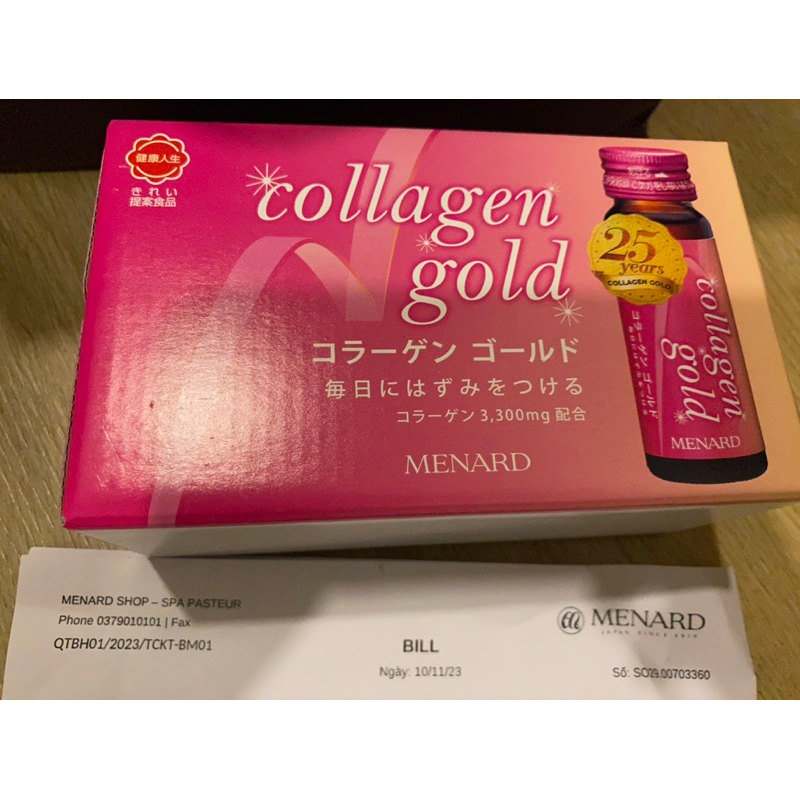 Menard Nhật Bản Collagen Gold Menard Collagen nội sinh 1 hộp 10 chai nguyên tem chưa xài