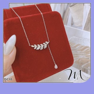 Dây chuyền nữ Titan không gỉ cành lá phối đá giọt nước rơi - Măng’s House DC18