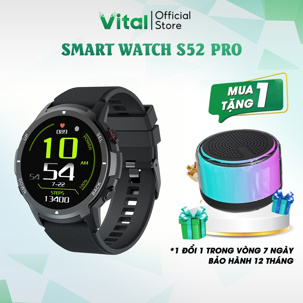 Đồng hồ thông minh Smart watch S52 Pro nghe gọi lướt web, đo nhịp tim, phân tích giấc ngủ, chống nước, thể thao GD401