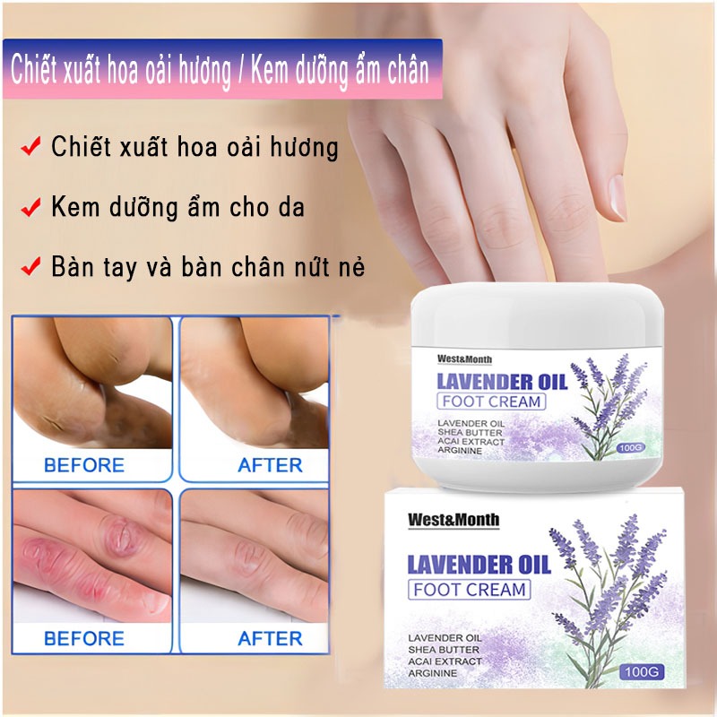 Kem Dưỡng Chân Lavender Giúp Phục Hồi Nứt Nẻ Gót Chân, Kích Thích Da Mềm Mại - Kem Dưỡng Sáng Tạo Với Tinh Dầu Lavender