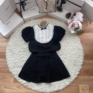 Set áo váy xoè cổ dập ly 577