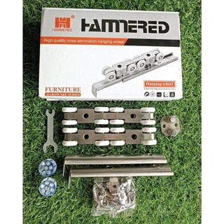 Bộ bánh xe cửa lùa hammered cao cấp inox sus304