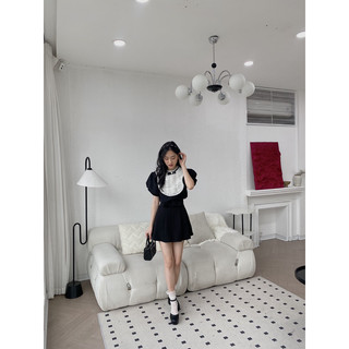 Set áo váy xoè cổ dập ly 577
