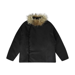 Áo khoác bomber ross đen cổ lông nút bấm - bomber jacket with fur collar - ross studio