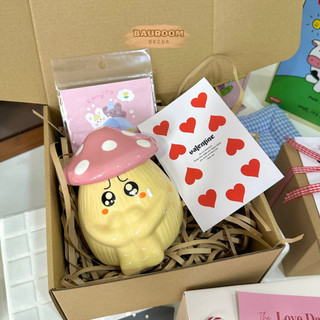 Ly cốc sứ cute nắp đậy Bauroom tạo hình nấm đáng yêu quà tặng cặp đôi dễ thương có sẵn ảnh thật