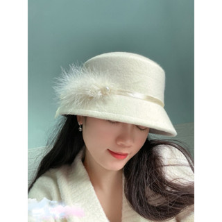 Mũ dạ ép đính bông cao cấp siêu xinh (SH120)