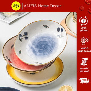 Đĩa sứ decor , dĩa sứ tròn đẹp , đĩa bầu dục nhiều họa tiết Alifis
