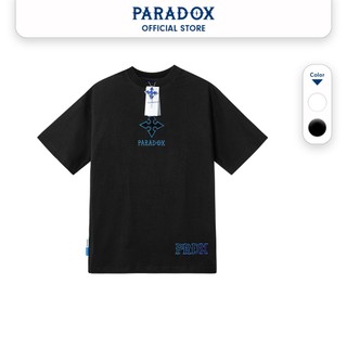 Áo thun form rộng paradox tay lỡ - unisex - in hình - essential embroidery tee - trắng, đen