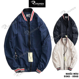 Áo Khoác Gió Nam Dù 2 Lớp Bomber Big Size Rayman RURUMEN Áo Khoát Dù VNXK Đen, Xanh Đen, Kem