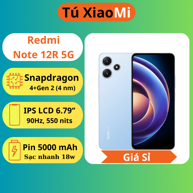 Điện thoại Xiaomi Redmi note 12R 5G Snapdragon 4 Gen 2  sạc 18W Bảo Hành 12 tháng Mimedia