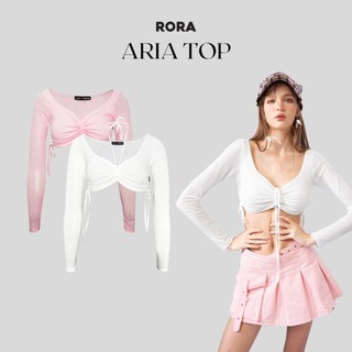 Áo tay dài dây rút aria top - rora