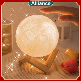Alliance Đèn LED Ngủ Mặt trăng 3D Đèn Để Bàn Trang Trí Nội Thất Độc Đáo Làm Quà Sinh Nhật Siêu Xinh Kèm Giá Đỡ Nhựa