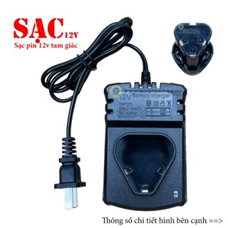 Sạc Đế 12v-1A Sạc Pin Chân Tam Giác Máy Khoan 12v Makita - Bosch Và Một Số Dòng Pin Cùng Kích Thước