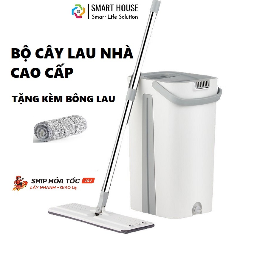 Bộ Cây Lau Nhà Thông Minh, Bộ Chổi Lau Nhà Kèm Thùng 2 Ngăn Tự Vắt Thông Minh Siêu Bền Siêu Sạch