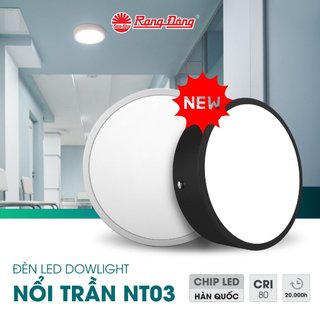 Đèn Ốp Nổi Trần Rạng Đông 10W /12W Tròn, Đèn Led Ốp Trần Phòng Khách Siêu Sáng Ánh Sáng Trắng 6500k