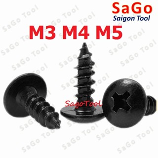 Vít răng thưa thép đen Vít bắn gỗ đầu dù size M3 M4 M5 (20 con)
