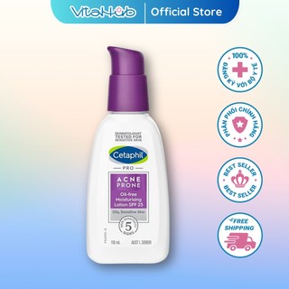 Sữa dưỡng ẩm cho da dầu mụn, nhạy cảm Cetaphil Pro Acne Prone Oil-free Moisturizing Lotion SPF 25 118ml