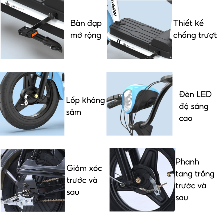 Xe đạp điện chính hãng Happy X12  ,Xe điện động cơ 350W , lốp không săm - Bảo hành chính hãng 12 tháng | BigBuy360 - bigbuy360.vn