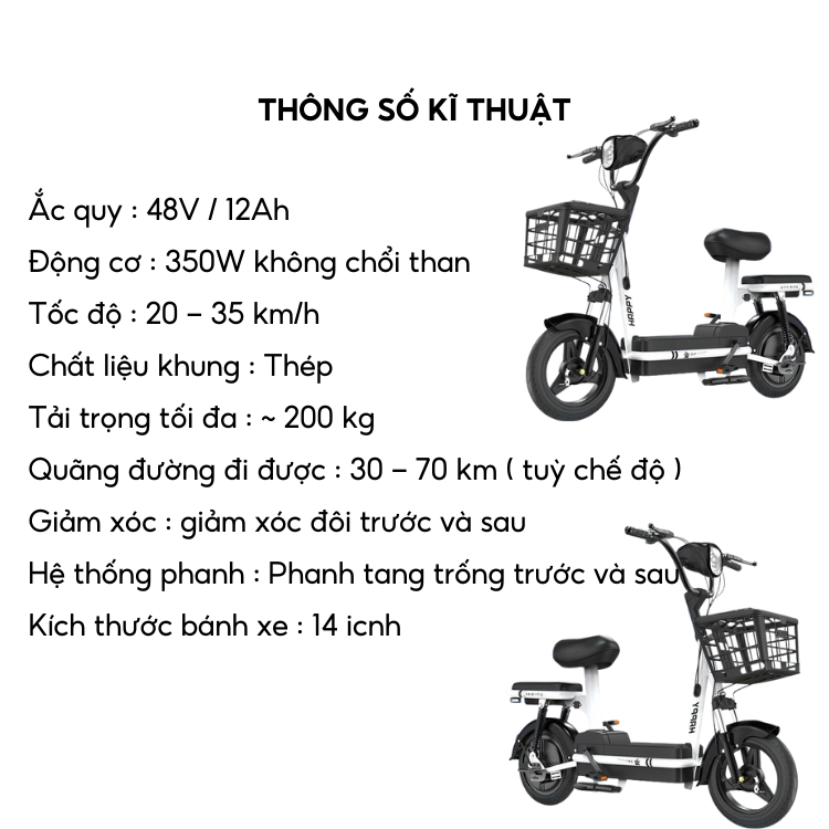 Xe đạp điện chính hãng Happy X12  ,Xe điện động cơ 350W , lốp không săm - Bảo hành chính hãng 12 tháng | BigBuy360 - bigbuy360.vn
