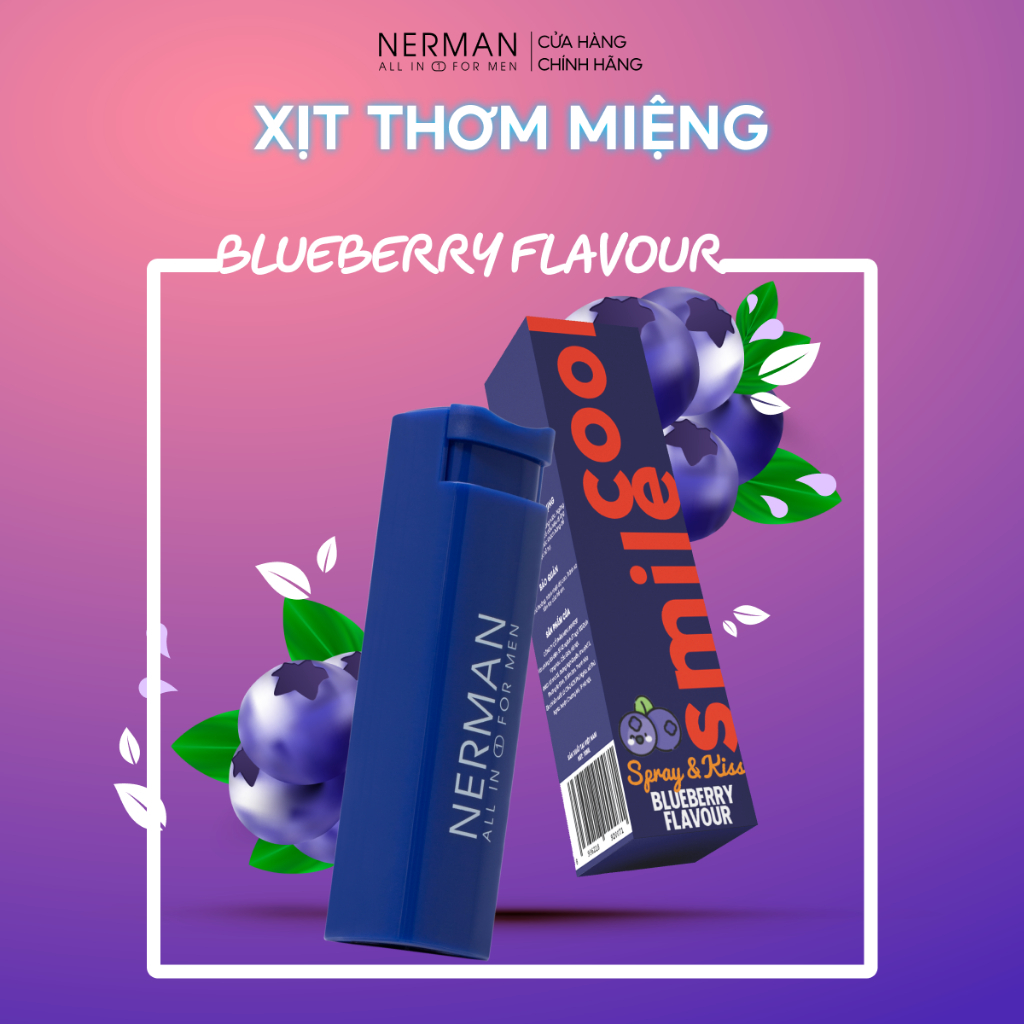 Xịt thơm miệng Nerman Spray & Kiss vị kẹo hoa quả bạc hà the mát cho nam nữ chai 10ml