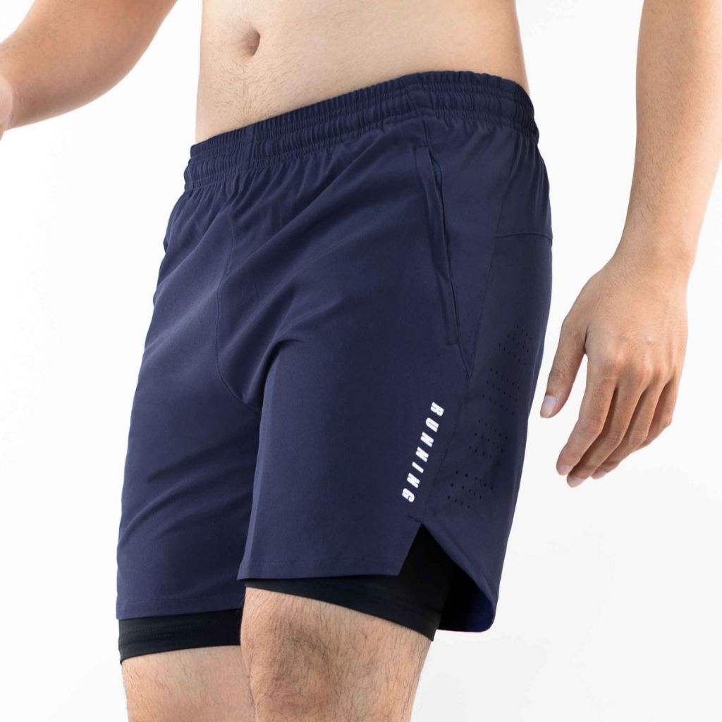 Quần Short Thể Thao 2 Lớp Chạy Bộ,Tập Gym Nam REETA,Quần Đùi Chất Vải Thoáng Mát Co Giãn - A2214