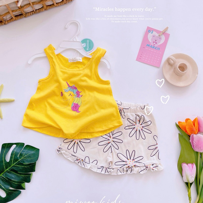 Bộ ba lỗ bé gái in hình Pony, Mickey Miwoo