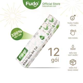 Khăn giấy bỏ túi Fudo® TISSUEPocket™ từ sợi tre - Lốc 12 gói