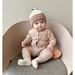 bộ len sơ sinh cài cúc cho bé