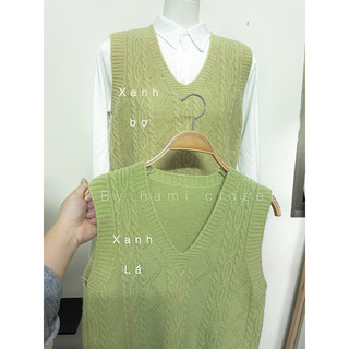 Áo gile len họa tiết vặn thừng dáng basic