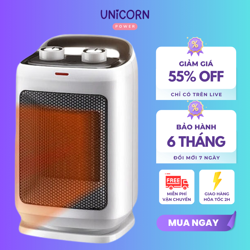 Đèn sưởi mini KAW K3000, Máy sưởi Ceramic mini, Quạt sưởi trong phòng - Công Suất 1500 làm ấm nhanh, Sưởi Gốm tự ngắt