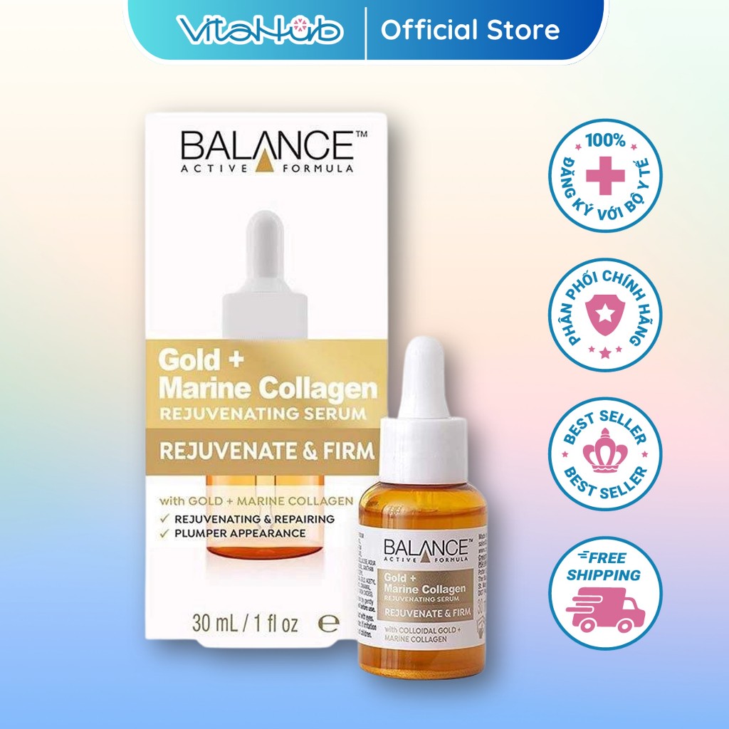 Serum Trẻ Hóa, Tái Tạo Da Balance Active Formula Gold Collagen Rejuvenating 30ml