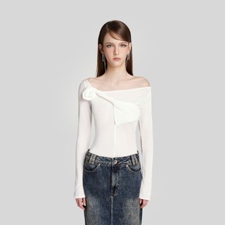 DEAR JOSÉ - Áo trễ vai Ling Ling vải SPANDEX trắng