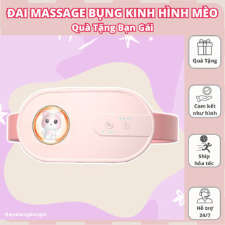 Đai massage chườm nóng giảm đau bụng kinh nguyệt hình mèo, tặng túi chườm 1000ml hoặc quạt điện - quà tặng bạn gái
