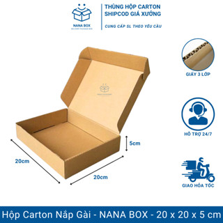 Size 20x20x5 cm - Thùng Hộp Carton Nắp Gài Vuông Trơn Đóng Hàng, Hộp Giấy Đóng Hàng Ship Cod Tiết Kiệm Chi Phí