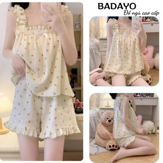 Bộ mặc nhà nữ bộ ngủ 2 dây chất cotton siêu sang xịn mịn cho chị em diện hè BADAYO BN030