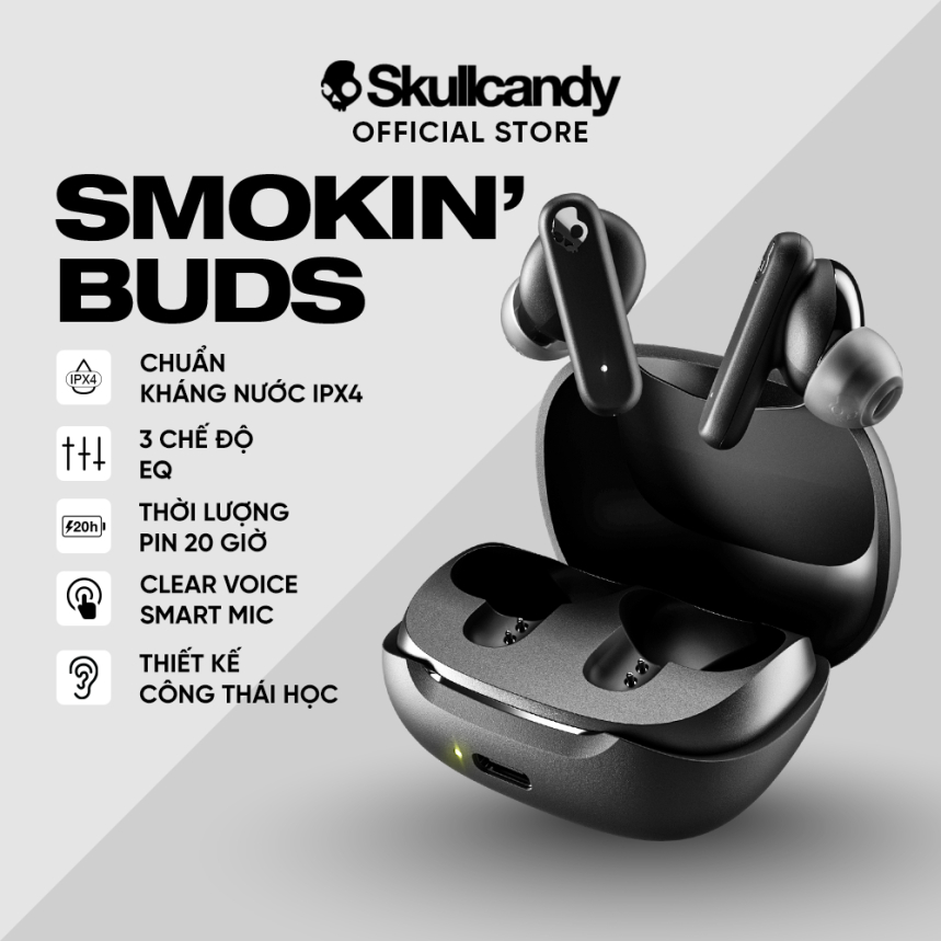 Tai nghe true wireless  SKULLCANDY SMOKIN BUDS - Hàng chính hãng