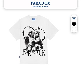 Áo thun form rộng Paradox tay lỡ - Unisex - In hình - SURROUNDED BY LOVE - Màu trắng