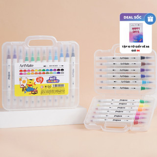 Bút Lông Màu 2 Đầu CLASSMATE 12/24 Màu Viết Calligraphy Trang Trí Không Thấm Mặt Sau, Chất Liệu Cao Cấp AM- WC451/WC453
