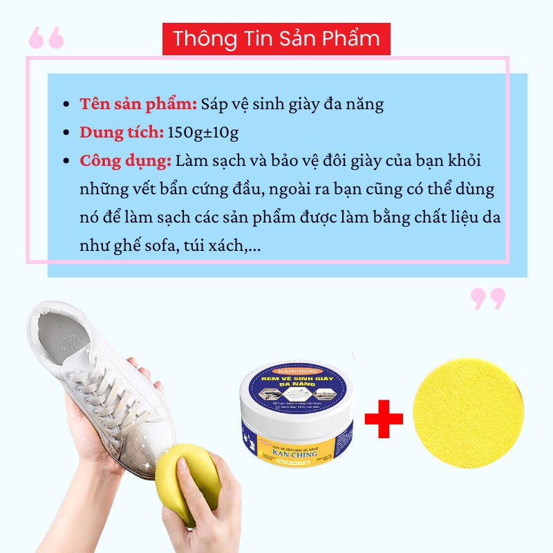 Sáp Vệ Sinh Giày Kumo Kem Lau Giay Đa Năng Vệ Sinh Nhanh Chóng Tiết Kiệm Thời Gian