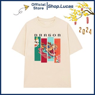 Áo thun Tết Rồng 2024 unisex nam nữ form rộng,thun cotton su 4 chiều co giãn tốt, thấm hút mồ hôi hiệu quả