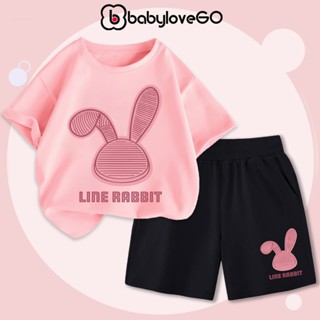 Bộ quần áo bé gái BabyloveGO 2025 bộ thun cotton cho bé mềm mịn thoáng mát in hình độc đáo BRB33