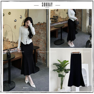 Chân Váy Đuôi Cá Dáng Dài Thun Đen Tôn Dáng Phong Cách Ulzzang Hàn Quốc, Chân Váy Dài Loe Thun - Sunday Clothing CV054