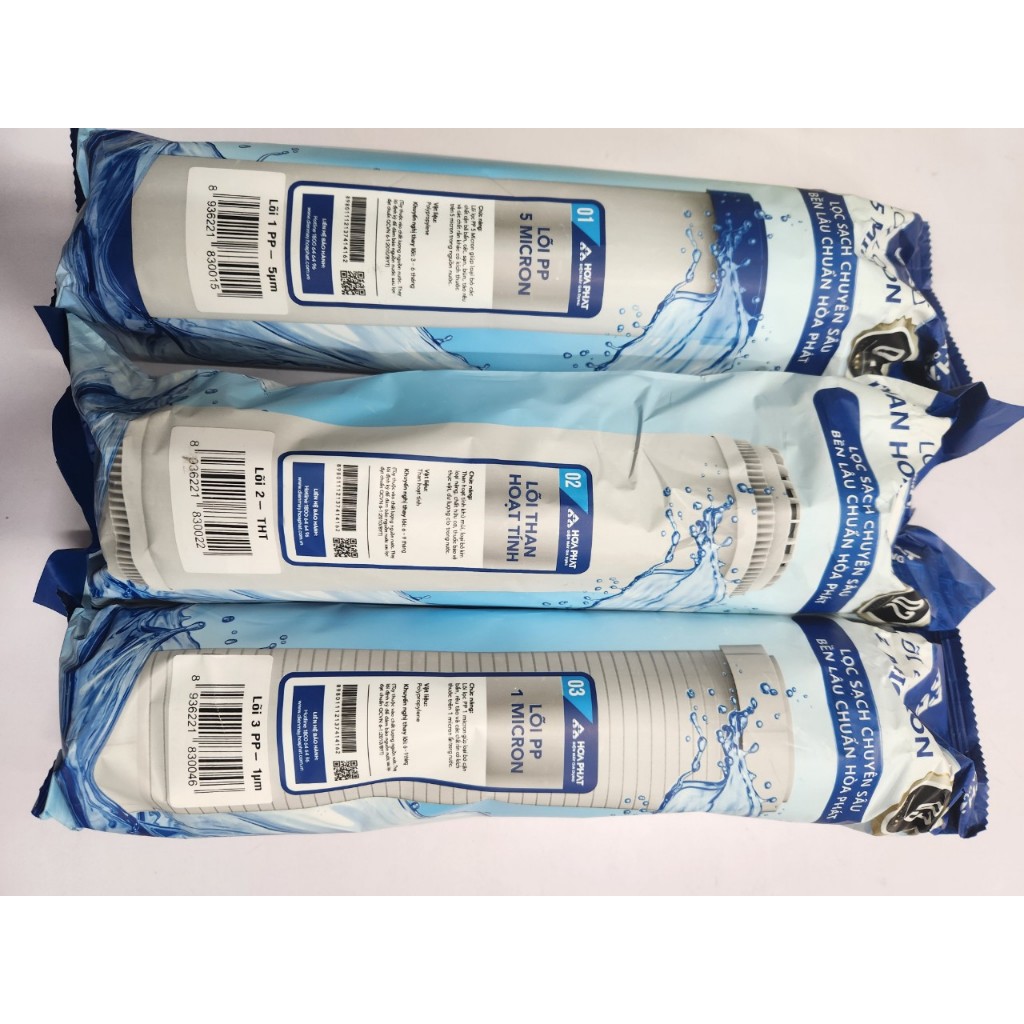 Combo 3 lõi lọc cao cấp máy lọc nước Hòa Phát số 1,2,3 - Dùng cho tất cả các máy lọc nước - Hàng chính hãng